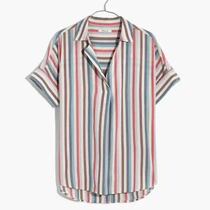 Madewell Striped Courier Button-Back Shirt, Size Medium